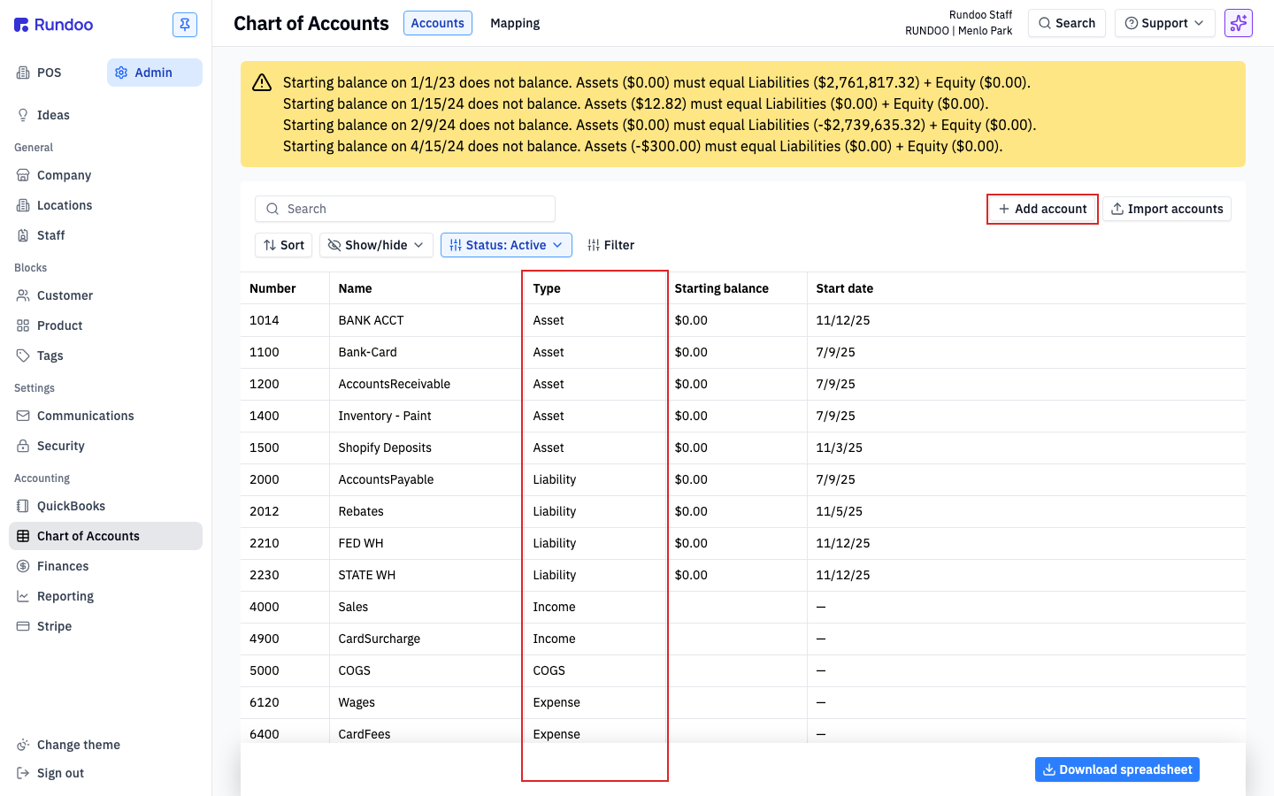chart-of-accounts screenshot 1