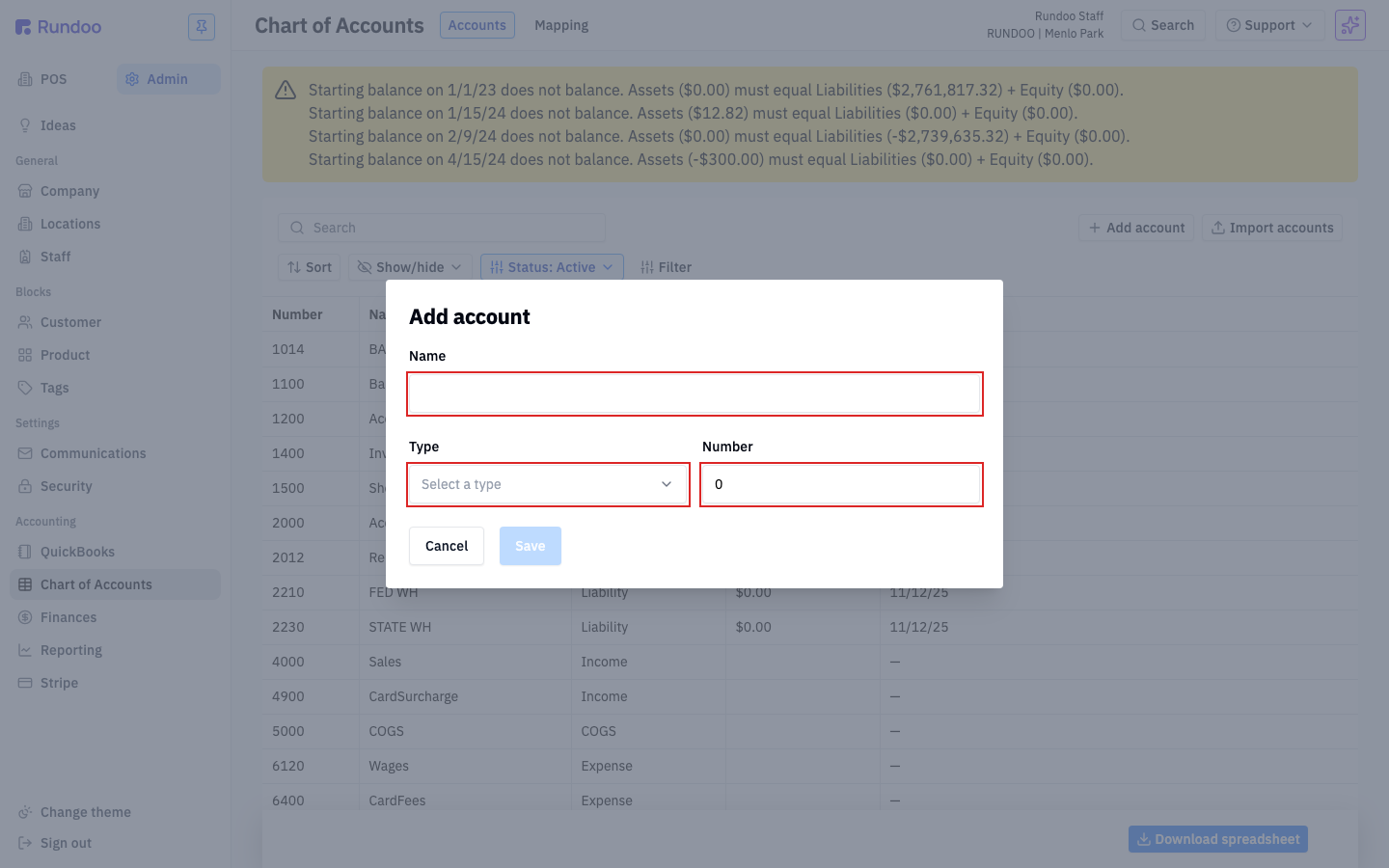 chart-of-accounts screenshot 2